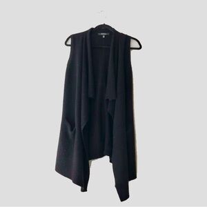 Cashmere Sleeveless Drape Open Sweater Vest / Cardigan